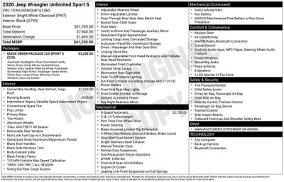 2020 Jeep Wrangler Unlimited Sport S