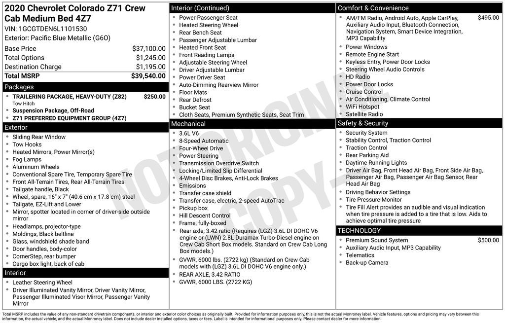 2020 Chevrolet Colorado Z71