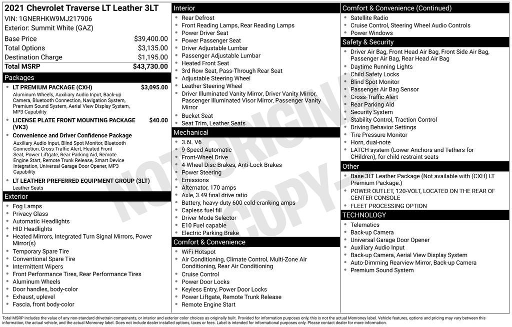 2021 Chevrolet Traverse LT Leather