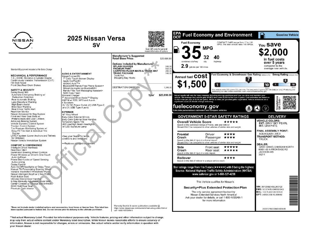 2025 Nissan Versa 1.6 SV