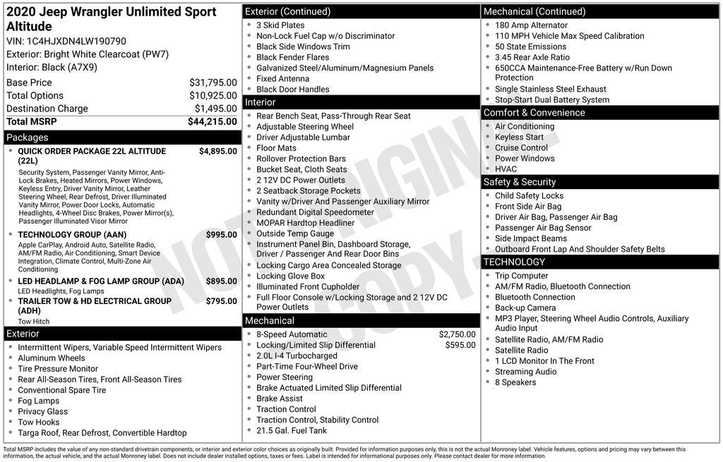 2020 Jeep Wrangler Unlimited Sport Altitude