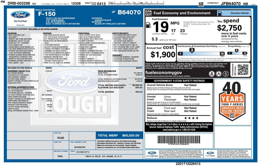 2018 Ford F-150 Platinum