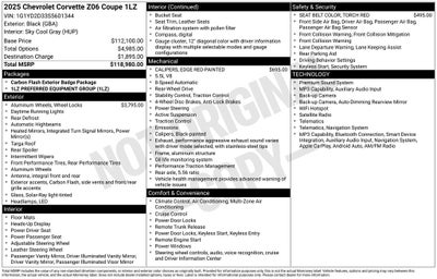 2025 Chevrolet Corvette Z06 1LZ