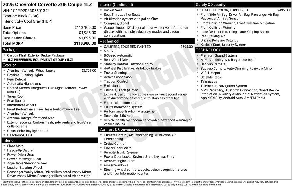 2025 Chevrolet Corvette Z06 1LZ