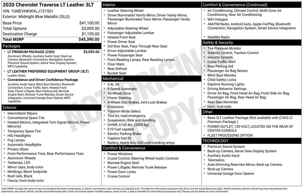 2020 Chevrolet Traverse 3LT