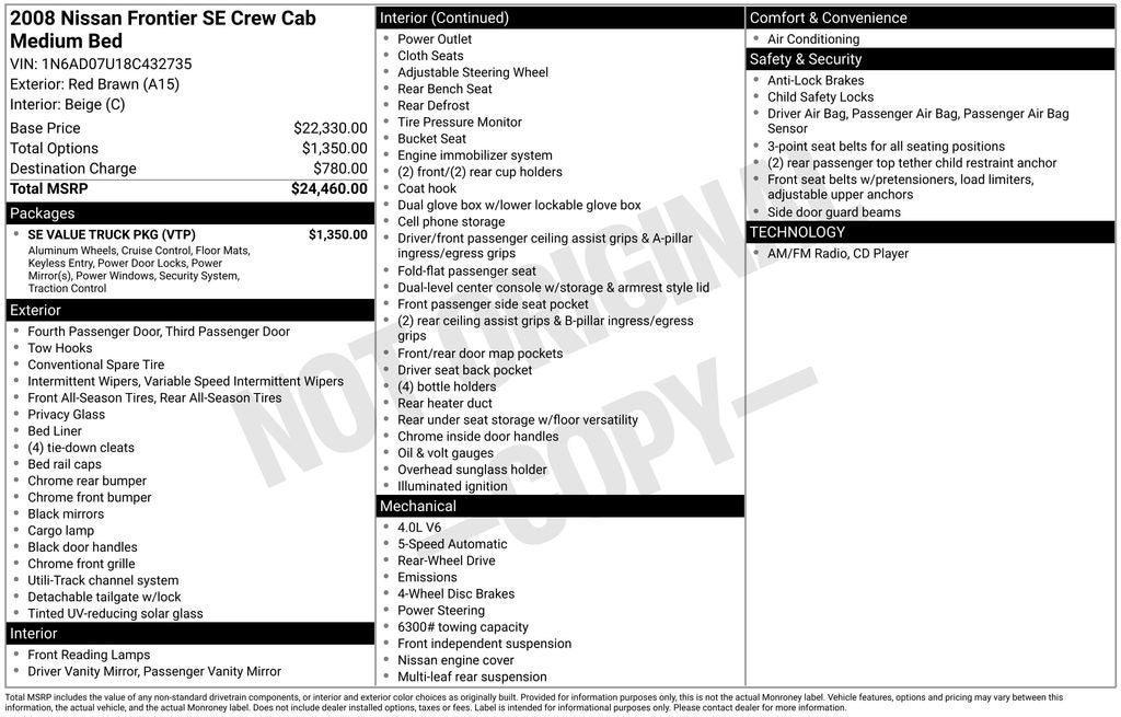 2008 Nissan Frontier SE I4