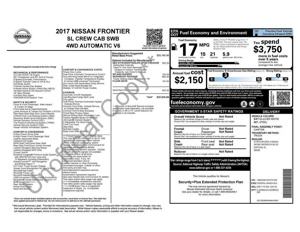 2017 Nissan Frontier SL