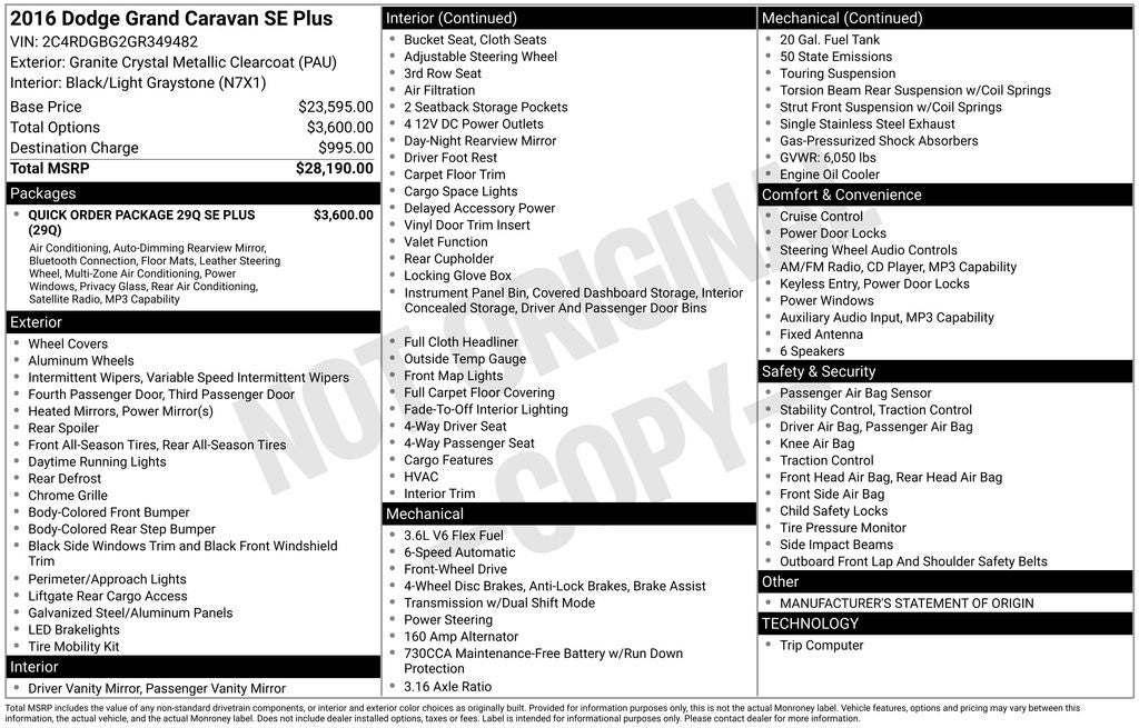 2016 Dodge Grand Caravan SE