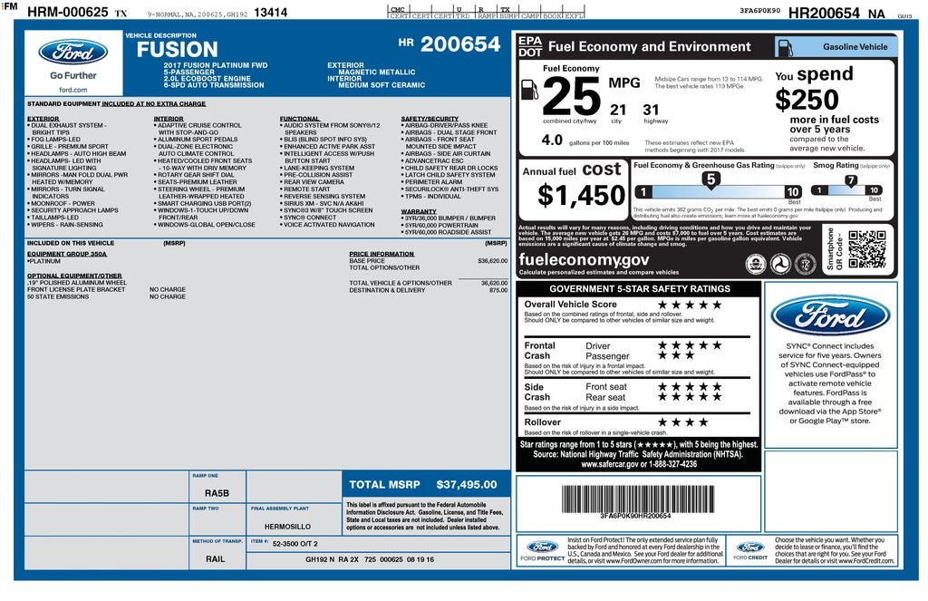 2017 Ford Fusion Platinum