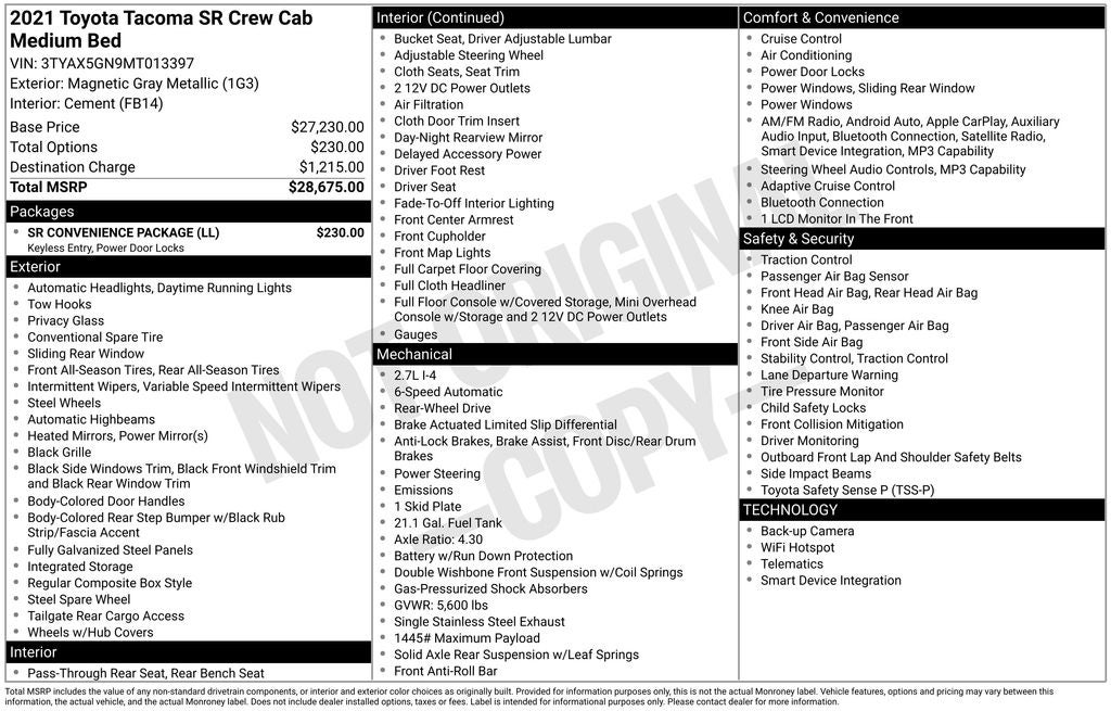 2021 Toyota Tacoma SR