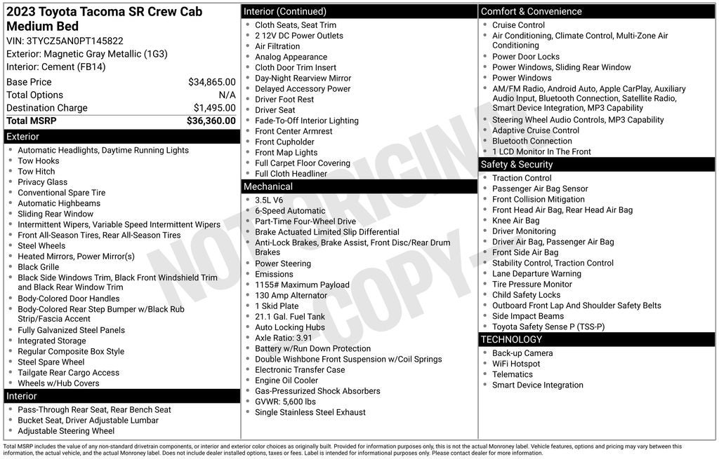 2023 Toyota Tacoma SR V6