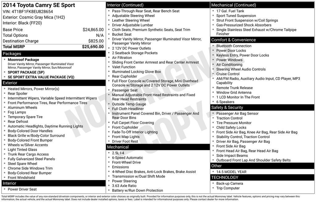 2014 Toyota Camry SE Sport