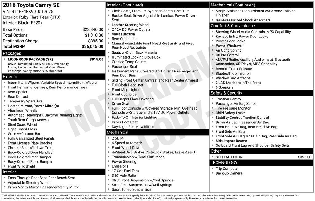 2016 Toyota Camry SE