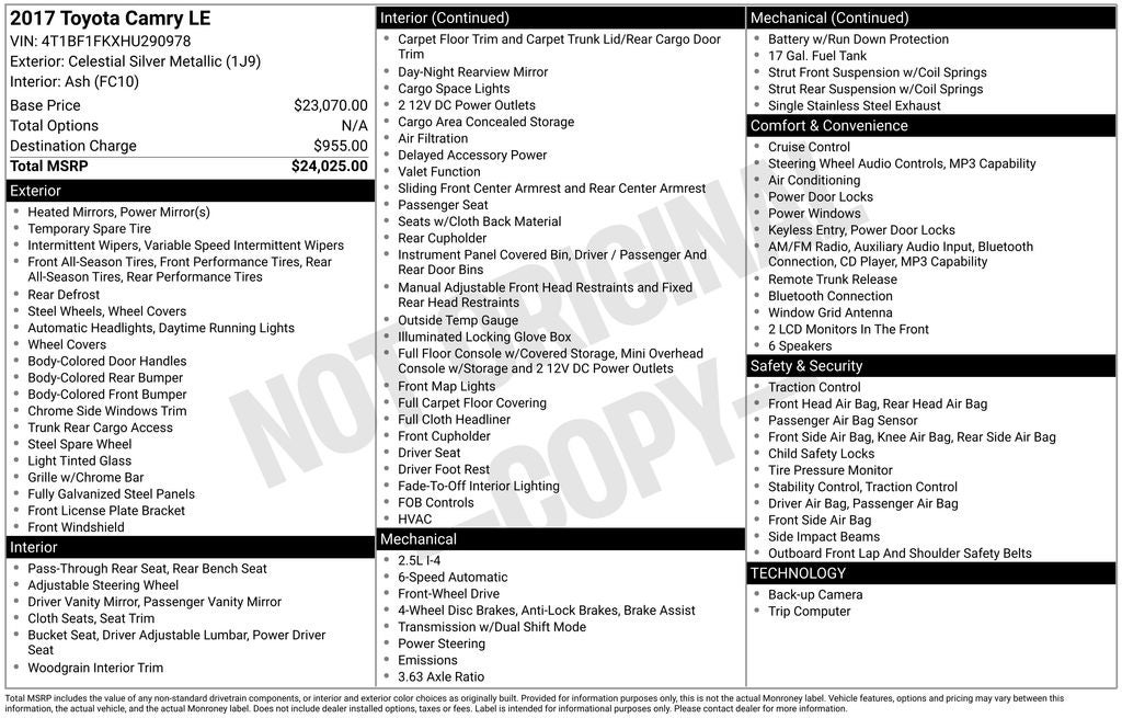 2017 Toyota Camry LE