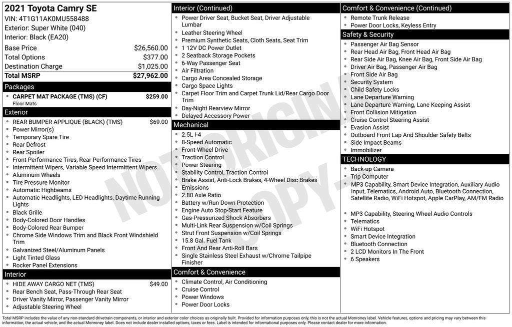 2021 Toyota Camry SE