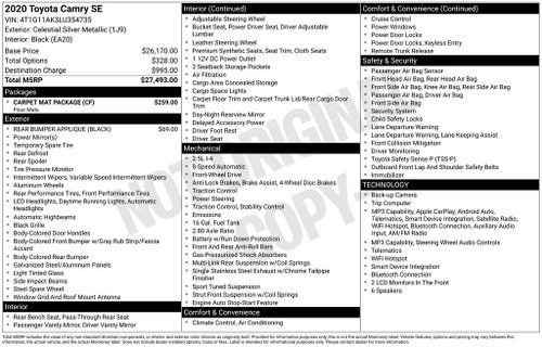 2020 Toyota Camry SE