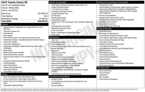 2022 Toyota Camry SE