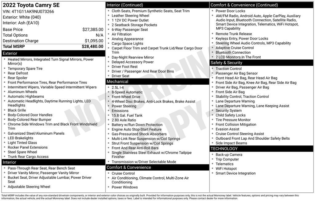 2022 Toyota Camry SE
