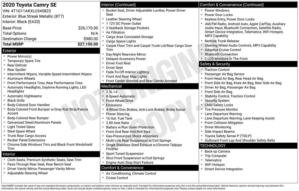 2020 Toyota Camry Base