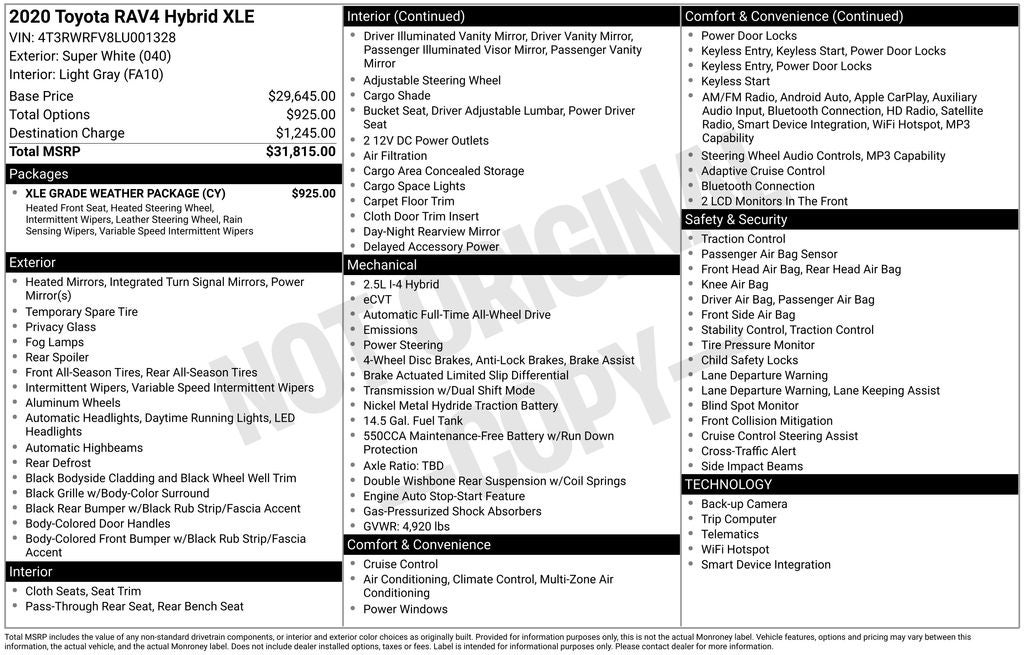 2020 Toyota RAV4 Hybrid XLE