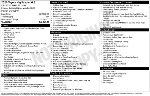 2020 Toyota Highlander XLE