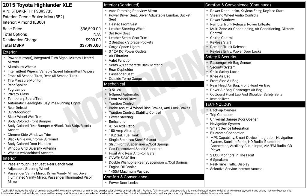 2015 Toyota Highlander XLE V6