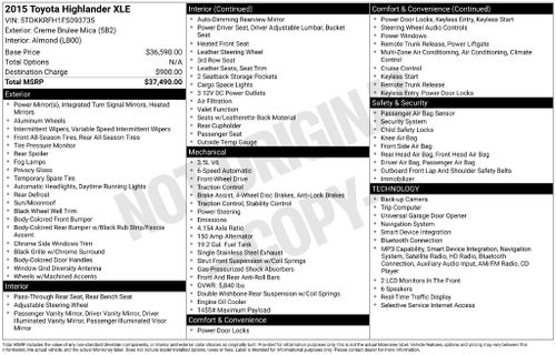 2015 Toyota Highlander XLE V6