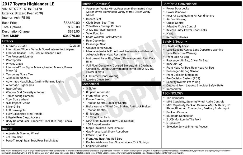 2017 Toyota Highlander LE