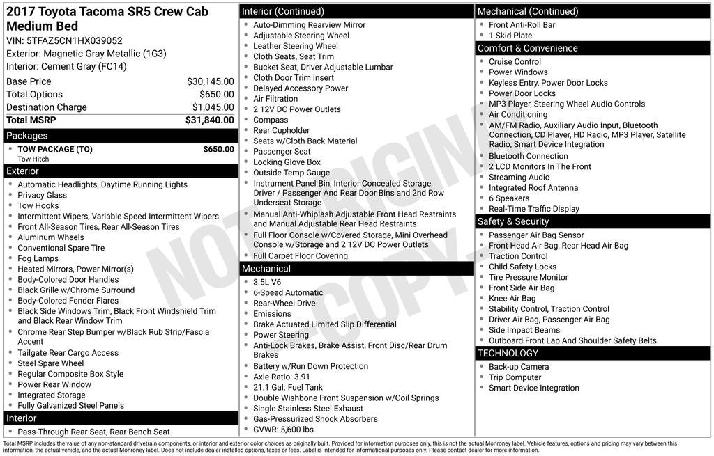 2017 Toyota Tacoma SR5 V6