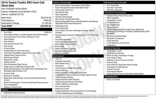 2016 Toyota Tundra SR5 4.6L V8