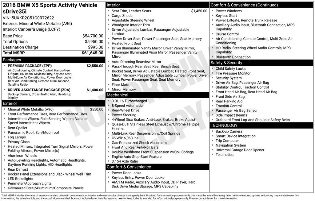 2016 BMW X5 sDrive35i