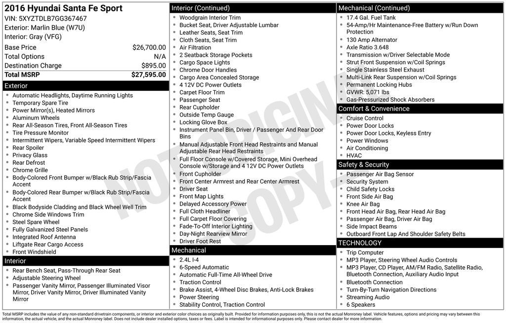 2016 Hyundai Santa Fe Sport 2.4 Base