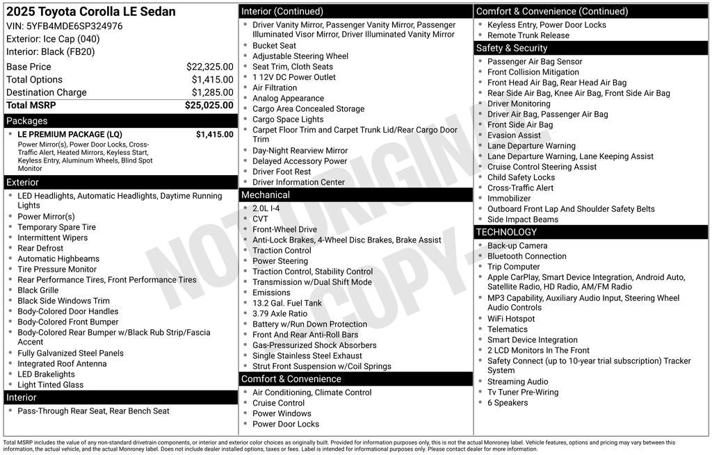 2025 Toyota Corolla LE