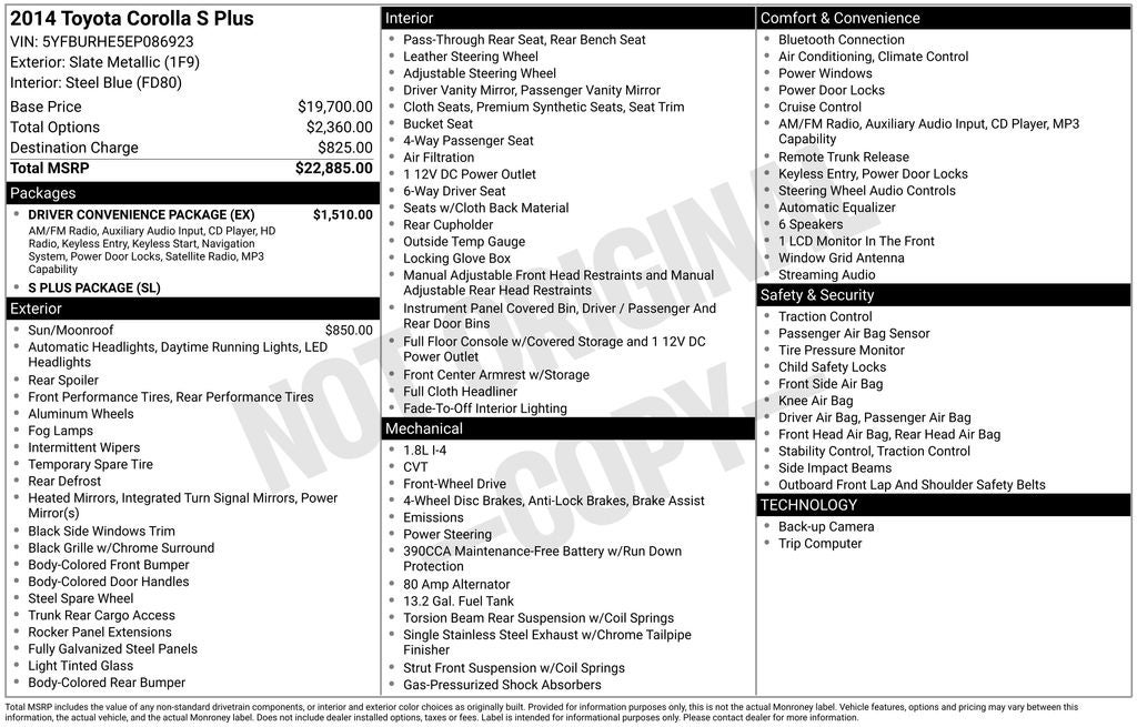 2014 Toyota Corolla S Plus