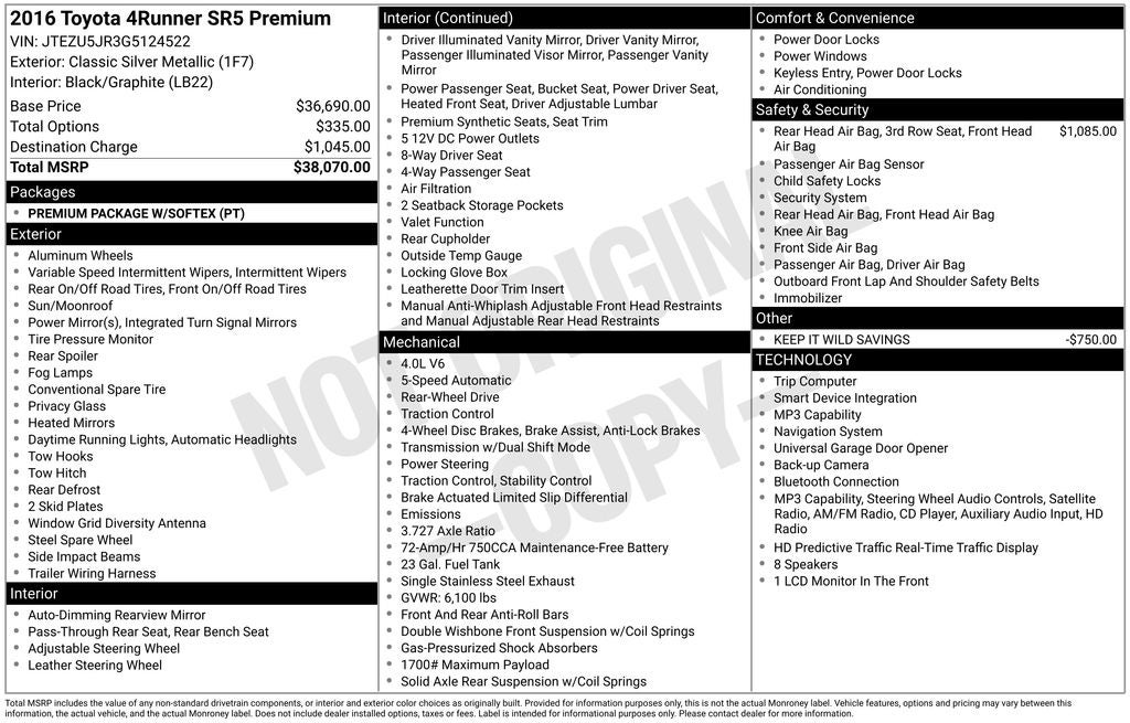 2016 Toyota 4Runner SR5 Premium