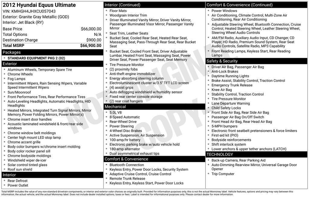 2012 Hyundai Equus Ultimate