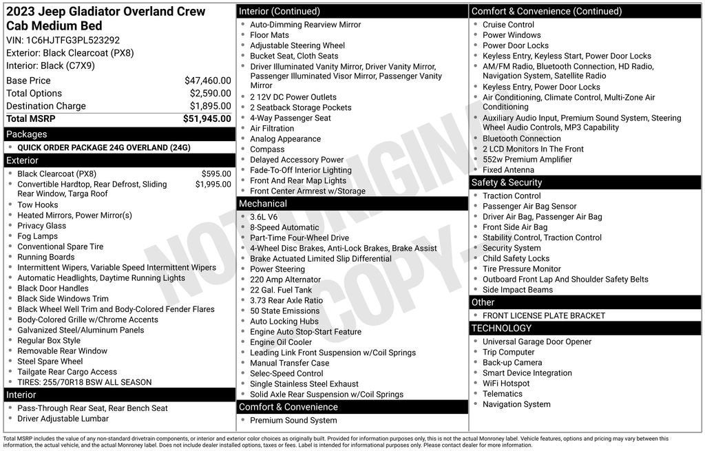 2023 Jeep Gladiator Overland 4x4