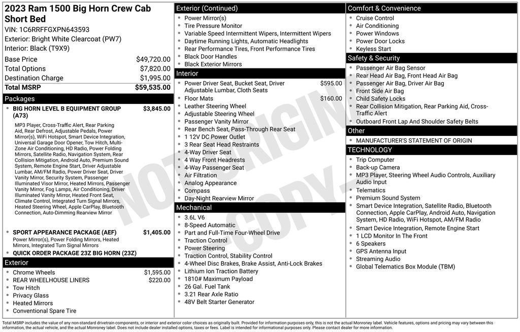 2023 RAM 1500 Big Horn Crew Cab 4x4 5'7" Box