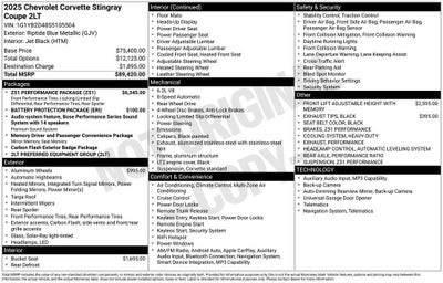 2025 Chevrolet Corvette Stingray 2LT