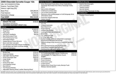 2000 Chevrolet Corvette NA