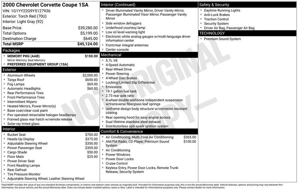 2000 Chevrolet Corvette NA