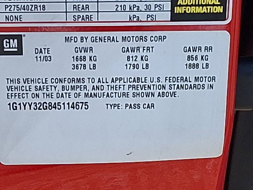 2004 Chevrolet Corvette NA