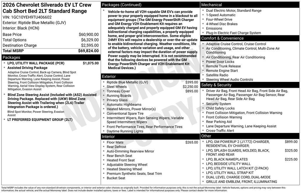 2026 Chevrolet Silverado EV LT - Standard Range