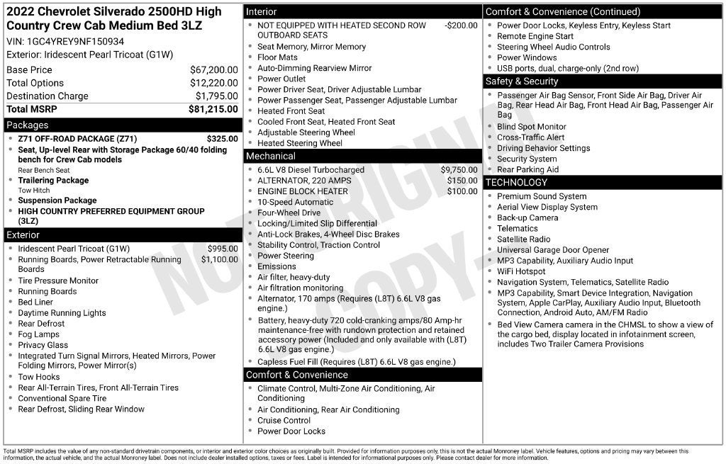 2022 Chevrolet Silverado 2500 HD High Country