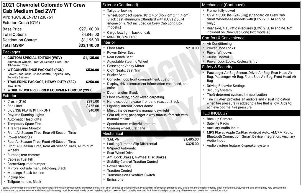 2021 Chevrolet Colorado 2WD Work Truck