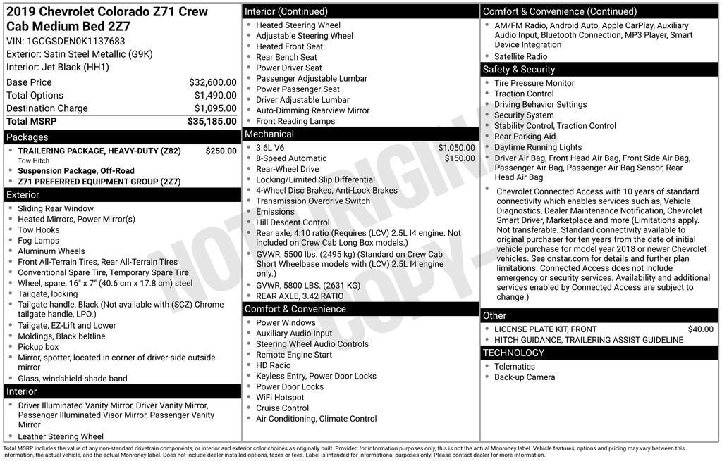 2019 Chevrolet Colorado 2WD Z71