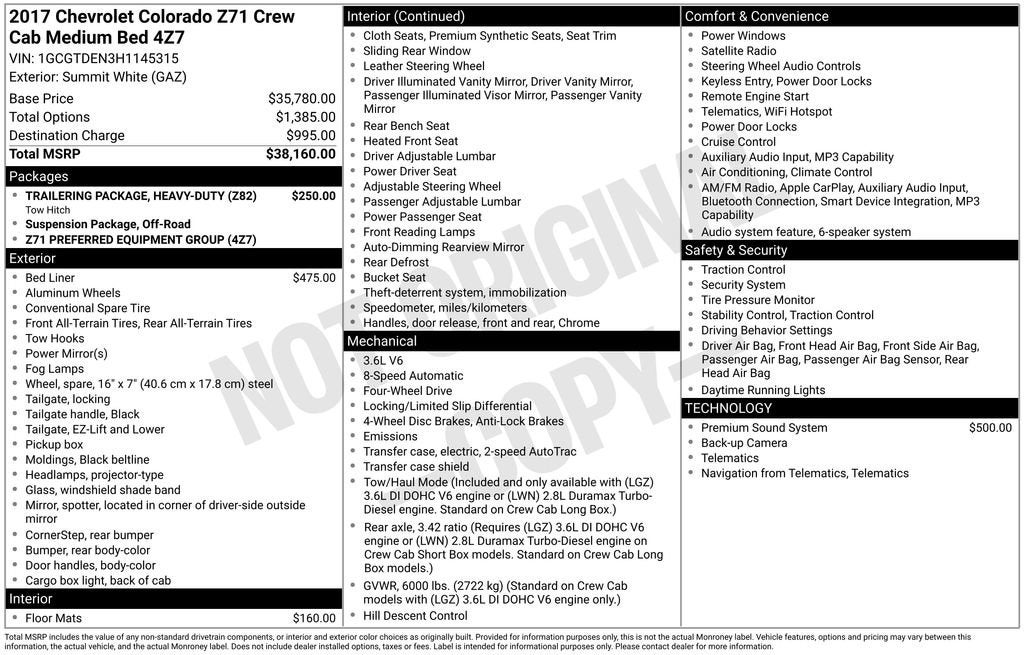 2017 Chevrolet Colorado 4WD Z71