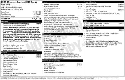 2021 Chevrolet Express Cargo 2500 RWD 2500 Regular Wheelbase WT