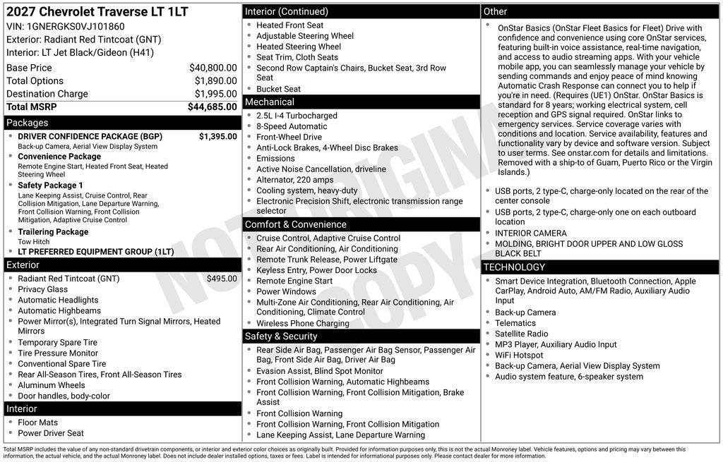 2027 Chevrolet Traverse LT