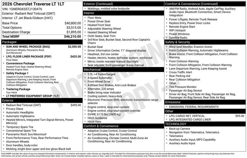 2026 Chevrolet Traverse LT